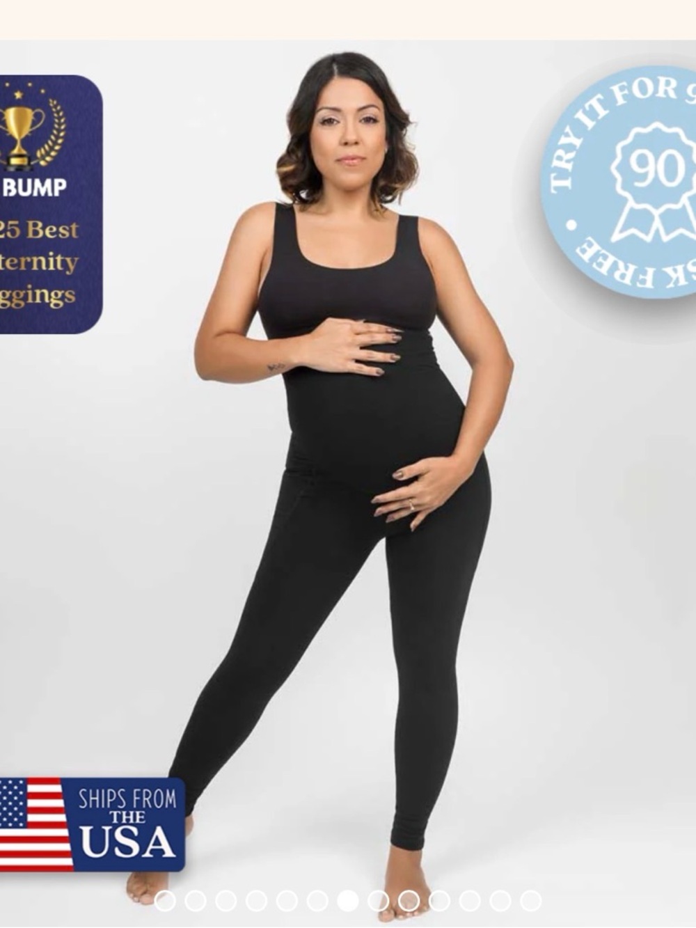 High-Rise Black Maternity Leggings with Side Pockets - Women